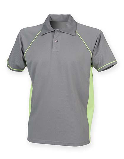 Finden+Hales - Men´s Piped Performance Polo - Gunmetal Grey / Lime
