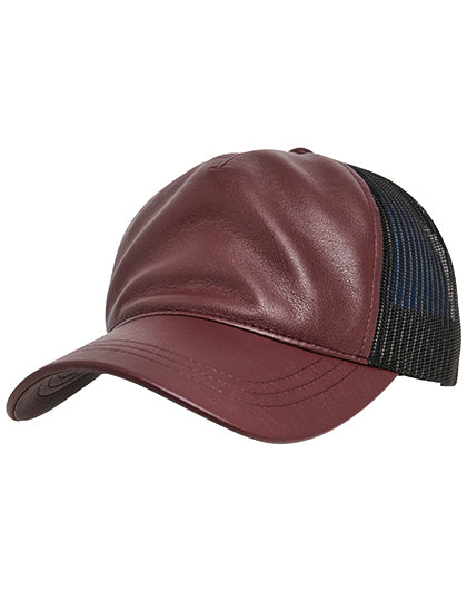 FLEXFIT - Leather Trucker Pet - Maroon/Black