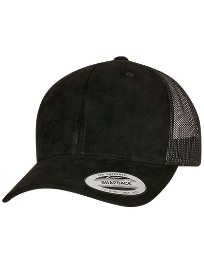 FLEXFIT -Suede Leather Trucker Pet - Black