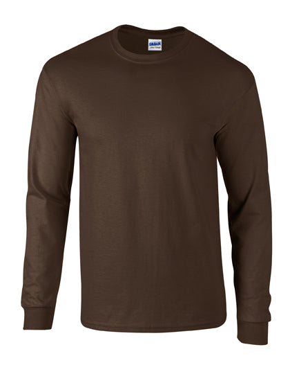 Gildan - Ultra Katoen Unisex Longsleeve T-Shirt - Dark Chocolate