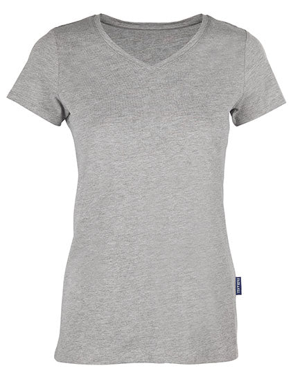 HRM - Women´s Luxury V-Neck Tees - Grey Melange