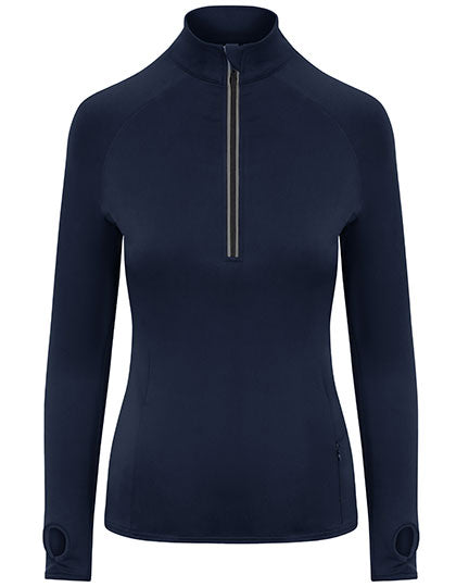 Just Cool - Cool-Zip Long Sleeve Dames Sportshirt - French Navy