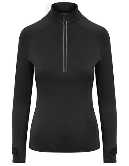 Just Cool - Cool-Zip Long Sleeve Dames Sportshirt - Jet Black