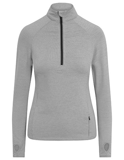 Just Cool - Cool-Zip Long Sleeve Dames Sportshirt - Silver Grey