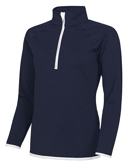 Just Cool - Cool Dames Sport Half Zip Sweat - French Navy/Arctic White