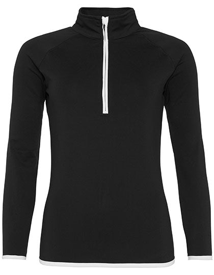 Just Cool - Cool Dames Sport Half Zip Sweat - Jet Black/Arctic White