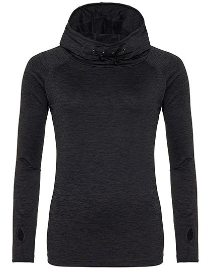 Just Cool - Cool Cowl Neck Dames Hoodie - Black Slate Melange