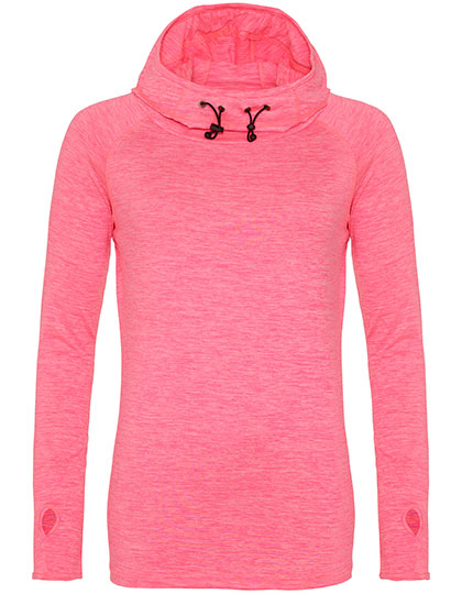 Just Cool - Cool Cowl Neck Dames Hoodie - Electric Pink Melang