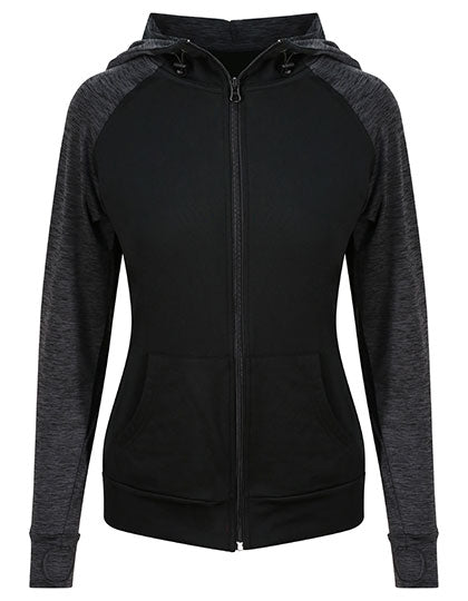 Just Cool - Cool Contrast Dames Zoodie - Black/Black Slate Melange