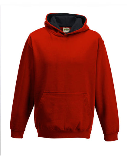 Just Hoods - Varsity Kinder Hoodie - Fire Red/Jet Black