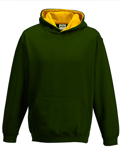 Just Hoods - Varsity Kinder Hoodie - Forest Green/Gold