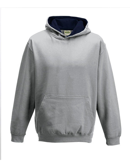 Just Hoods - Varsity Kinder Hoodie - Heather Grey/French Navy
