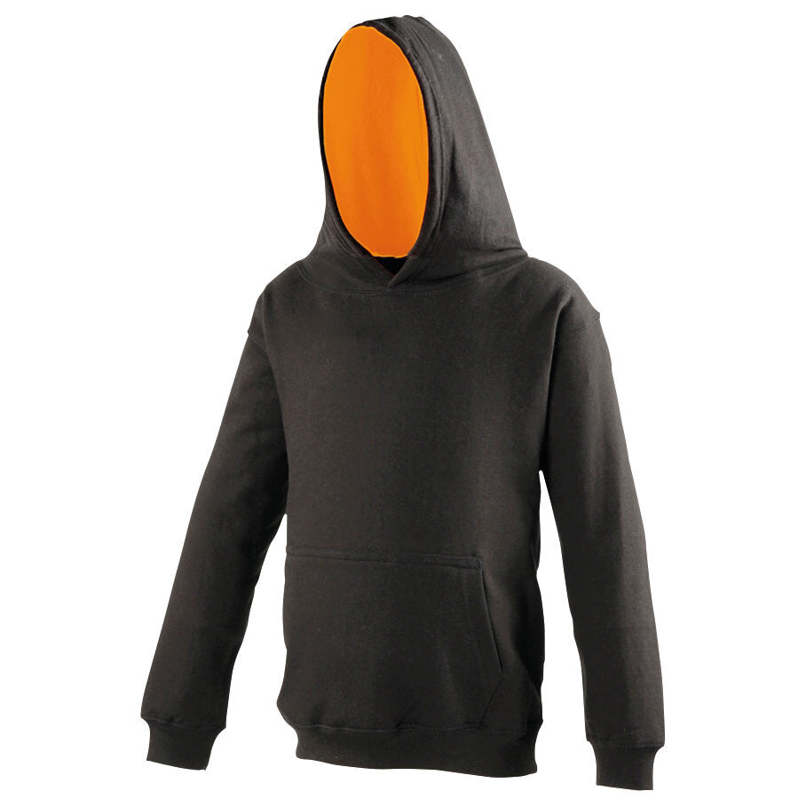 Just Hoods - Varsity Kinder Hoodie - Jet Black/Orange Crush