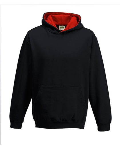 Just Hoods - Varsity Kinder Hoodie - Jet Black/Fire Red