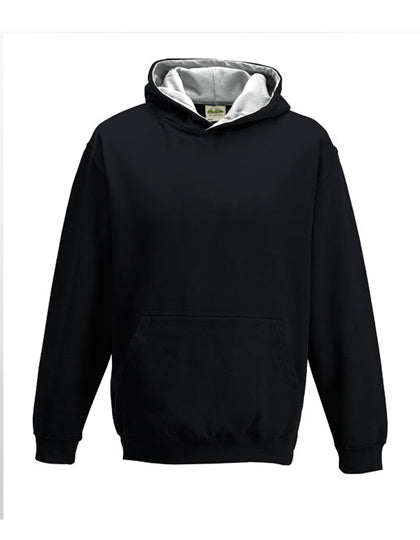 Just Hoods - Varsity Kinder Hoodie - Jet Black/Heather Grey