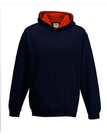 Just Hoods - Varsity Kinder Hoodie - New French Navy/Fire Red
