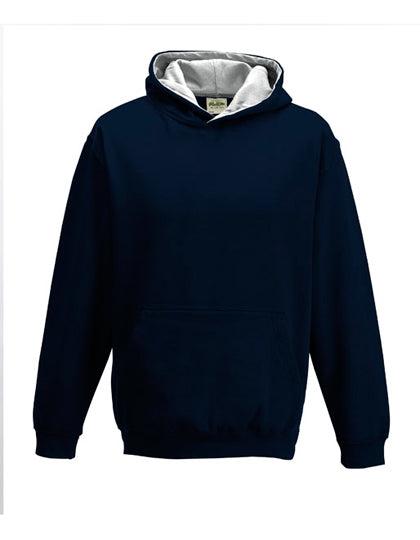 Just Hoods - Varsity Kinder Hoodie - New French Navy/Heather Grey