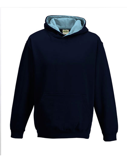 Just Hoods - Varsity Kinder Hoodie - New French Navy/Sky Blue
