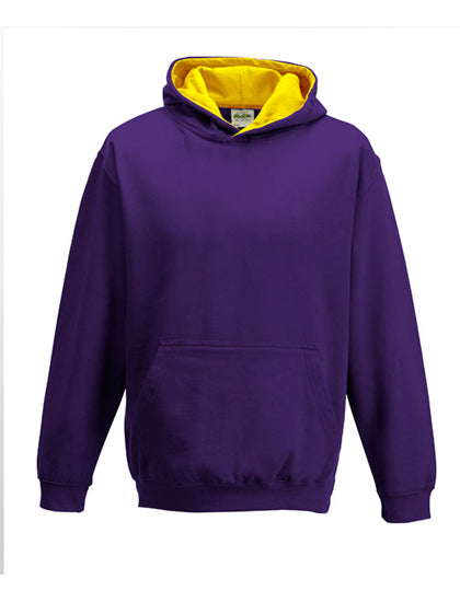 Just Hoods - Varsity Kinder Hoodie - Purple/Sun Yellow