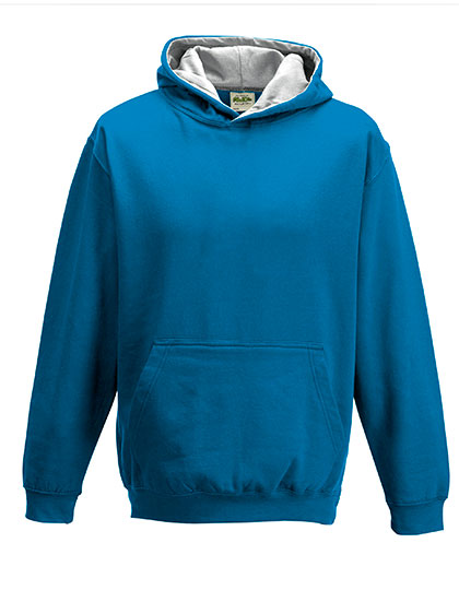 Just Hoods - Varsity Kinder Hoodie - Sapphire Blue/Heather Grey
