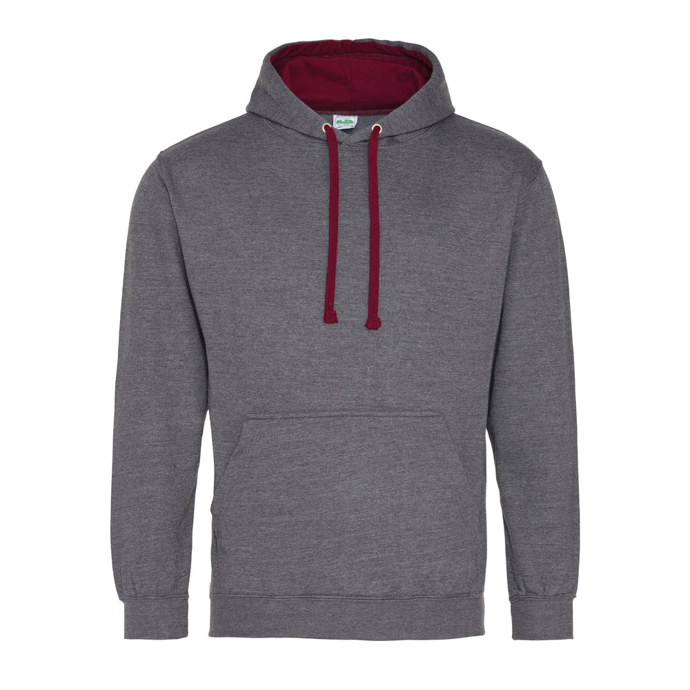 Just Hoods - Varsity Hoodie - Charcoal (Heather)/Burgundy