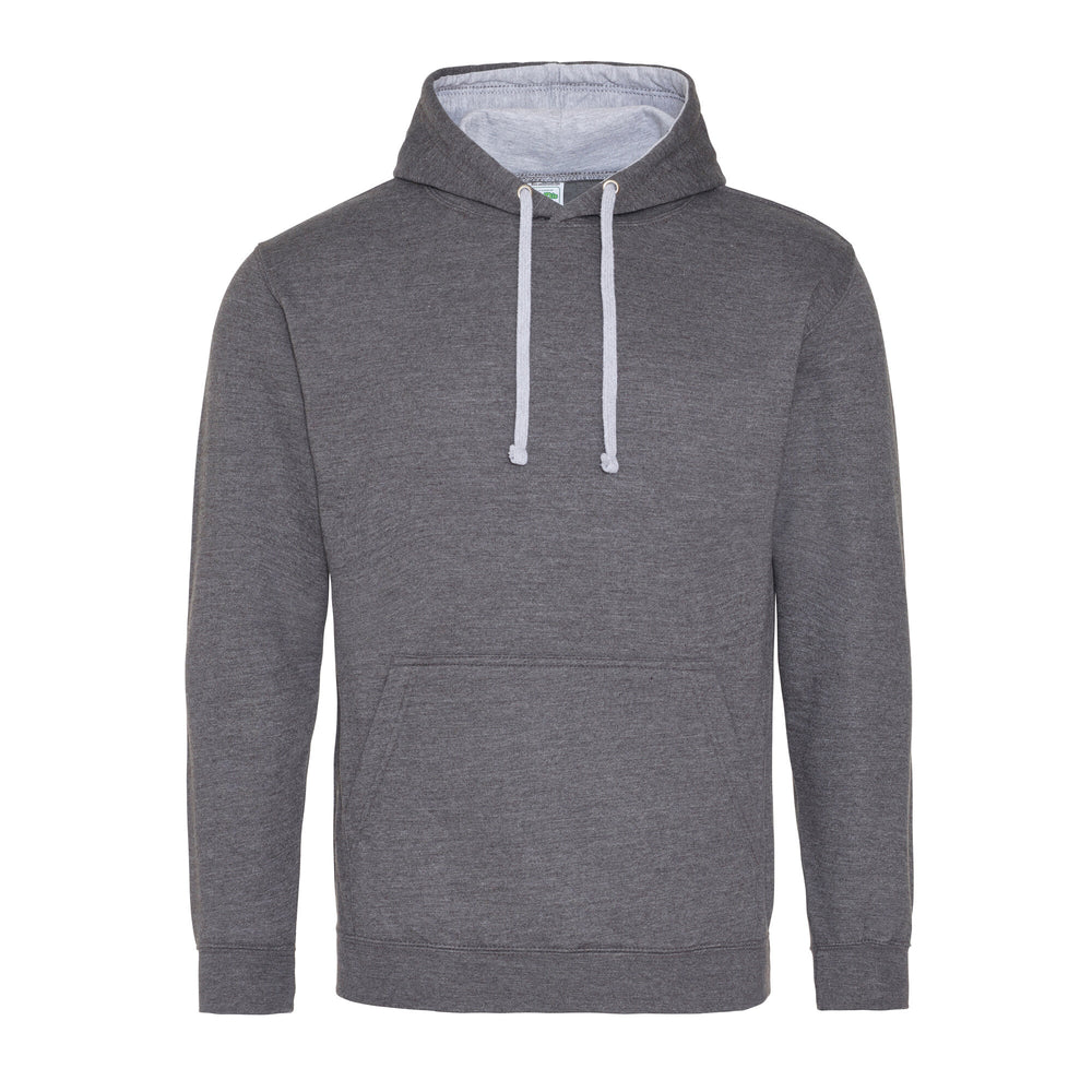 Just Hoods - Varsity Hoodie - Charcoal (Heather)/Heather Grey