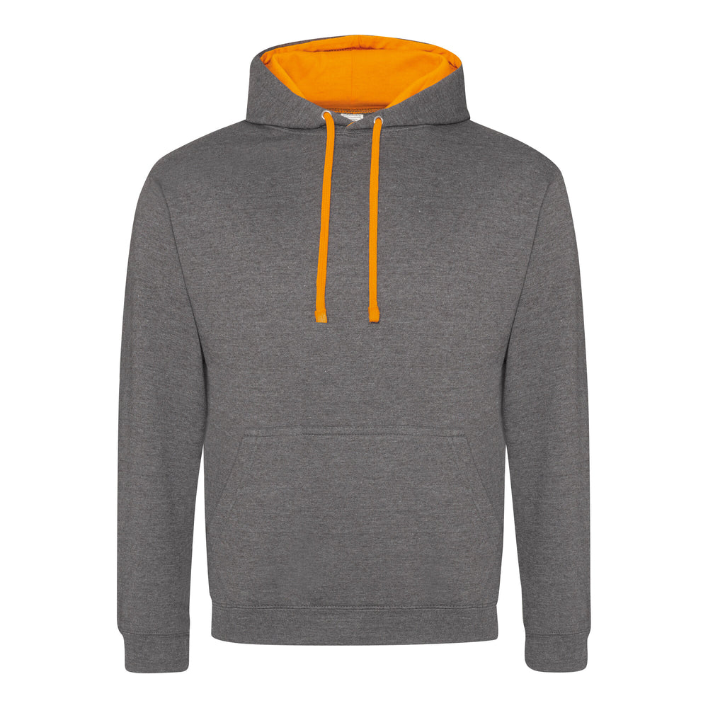 Just Hoods - Varsity Hoodie - Charcoal (Heather)/Orange Crush