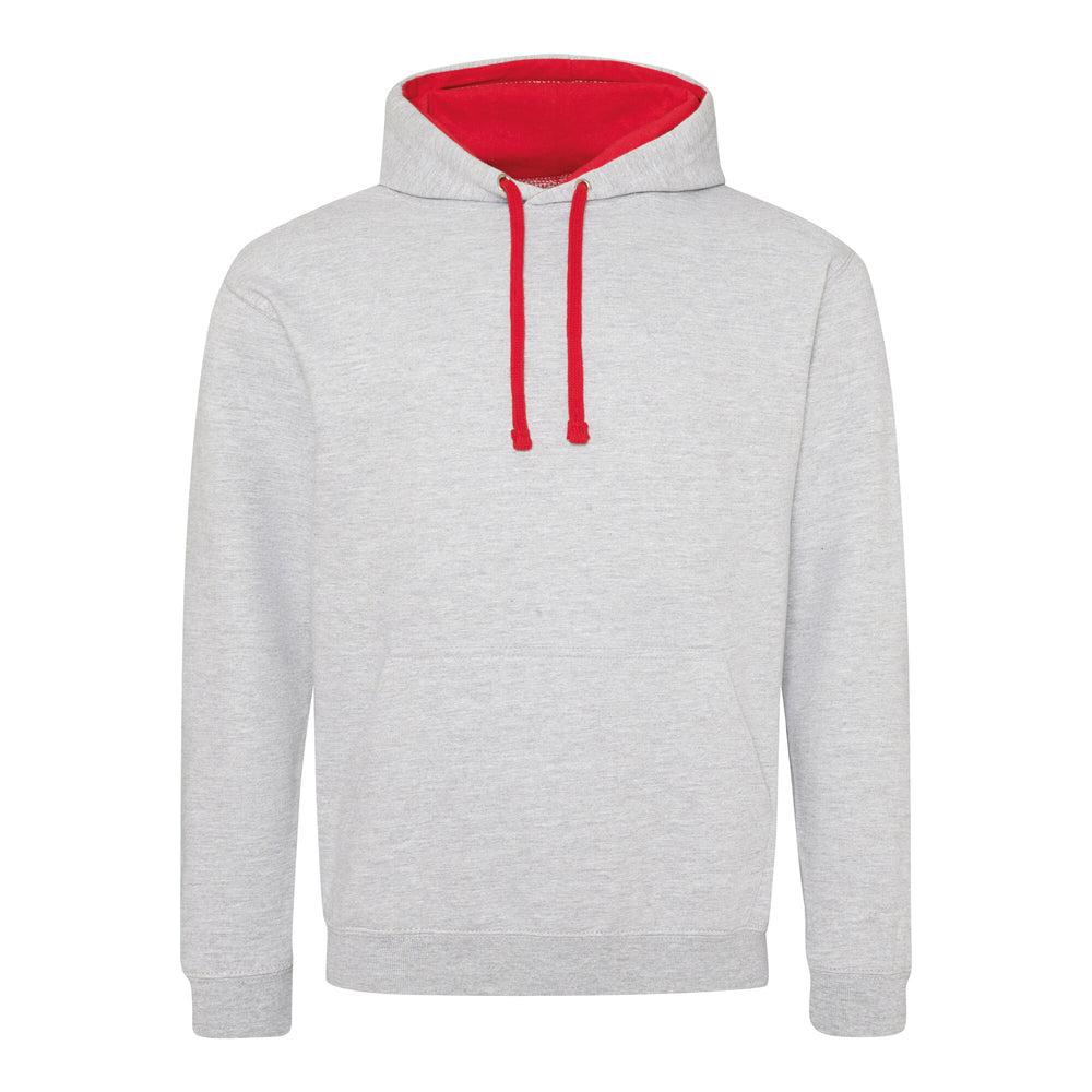 Just Hoods - Varsity Hoodie - Heather Grey/Fire Red