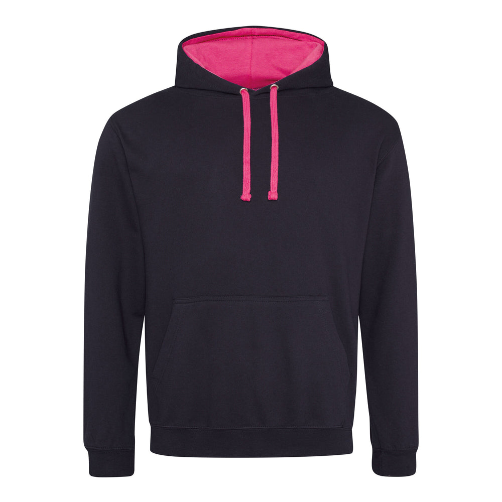 Just Hoods - Varsity Hoodie - Jet Black/Hot Pink