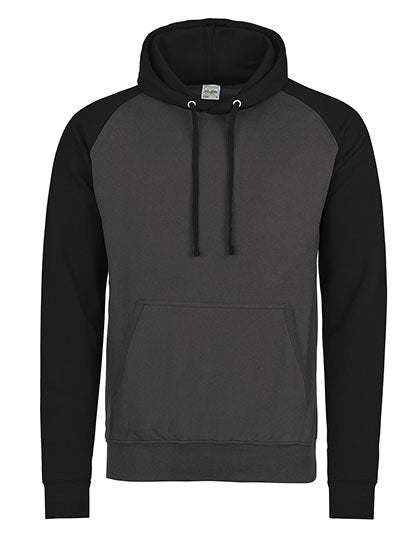 Just Hoods - Baseball Hoodie - Charcoal (Heather)/Jet Black