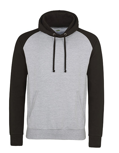 Just Hoods - Baseball Hoodie - Heather Grey/Jet Black