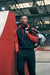 Just Hoods - Baseball Hoodie - Jet Black/Fire Red