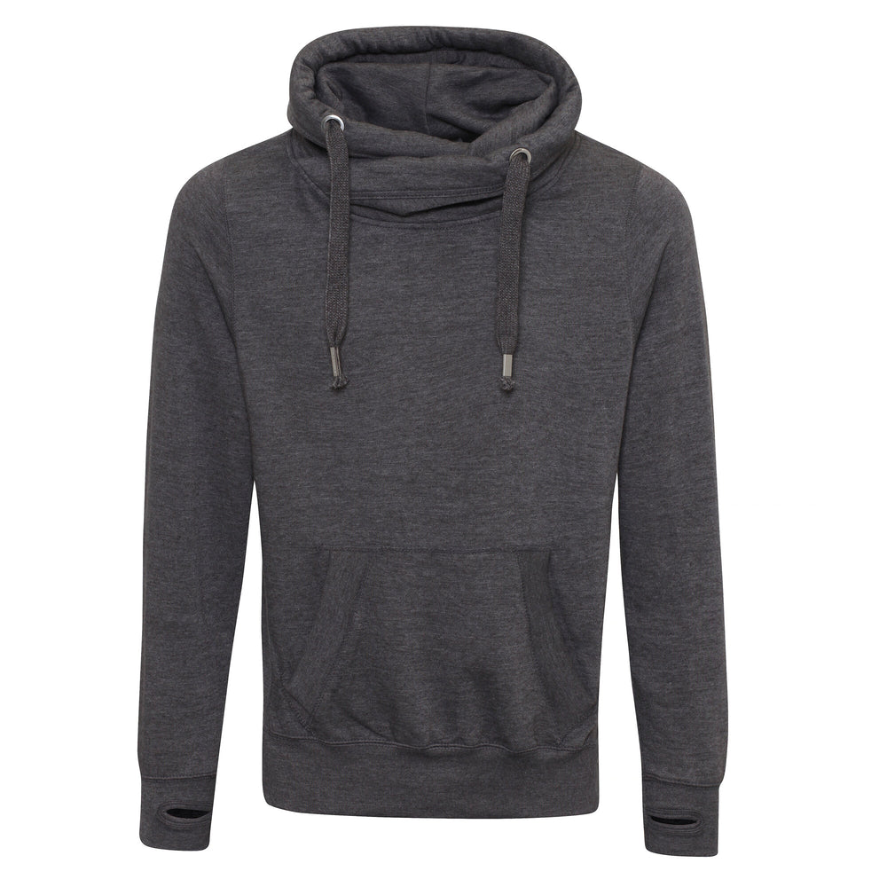 Just Hoods - Cross Neck Hoodie - Charcoal (Heather)