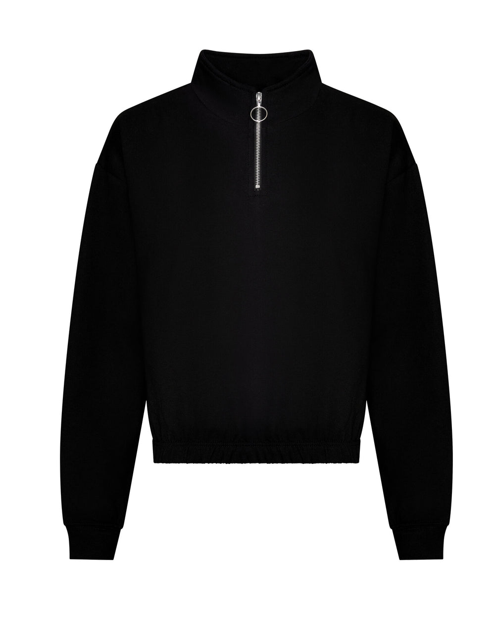 Just Hoods - Cropped 1/4 Dames Zip Sweater - Deep Black