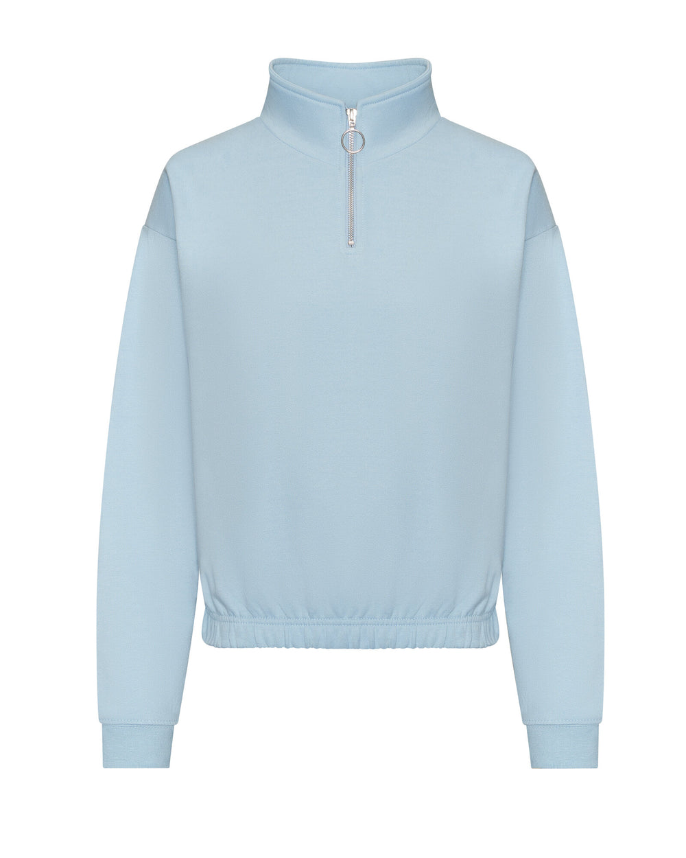 Just Hoods - Cropped 1/4 Dames Zip Sweater - Sky Blue