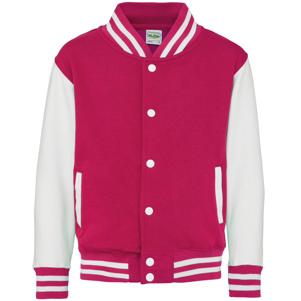 Just Hoods - Kids´ Varsity Jacket - Hot Pink / White