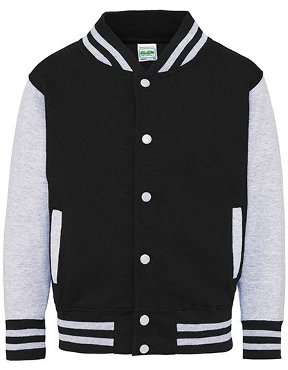 Just Hoods - Kids´ Varsity Jacket - Jet Black / Heather Grey