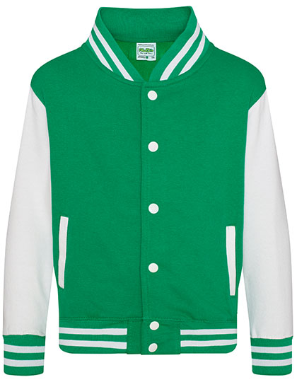 Just Hoods - Kids´ Varsity Jacket - Kelly Green / White