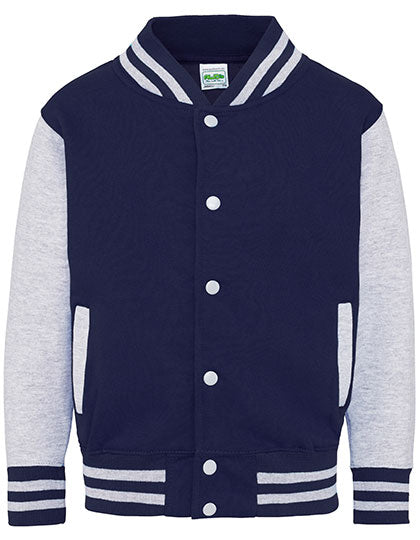 Just Hoods - Kids´ Varsity Jacket - Oxford Navy / Heather Grey