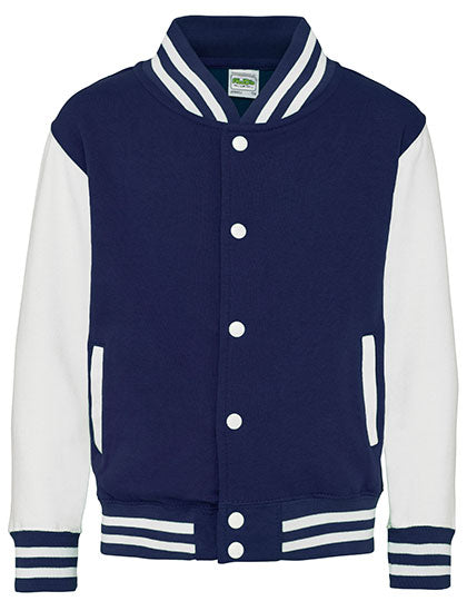 Just Hoods - Kids´ Varsity Jacket - Oxford Navy / White