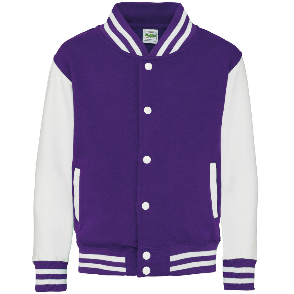 Just Hoods - Kids´ Varsity Jacket - Purple / White