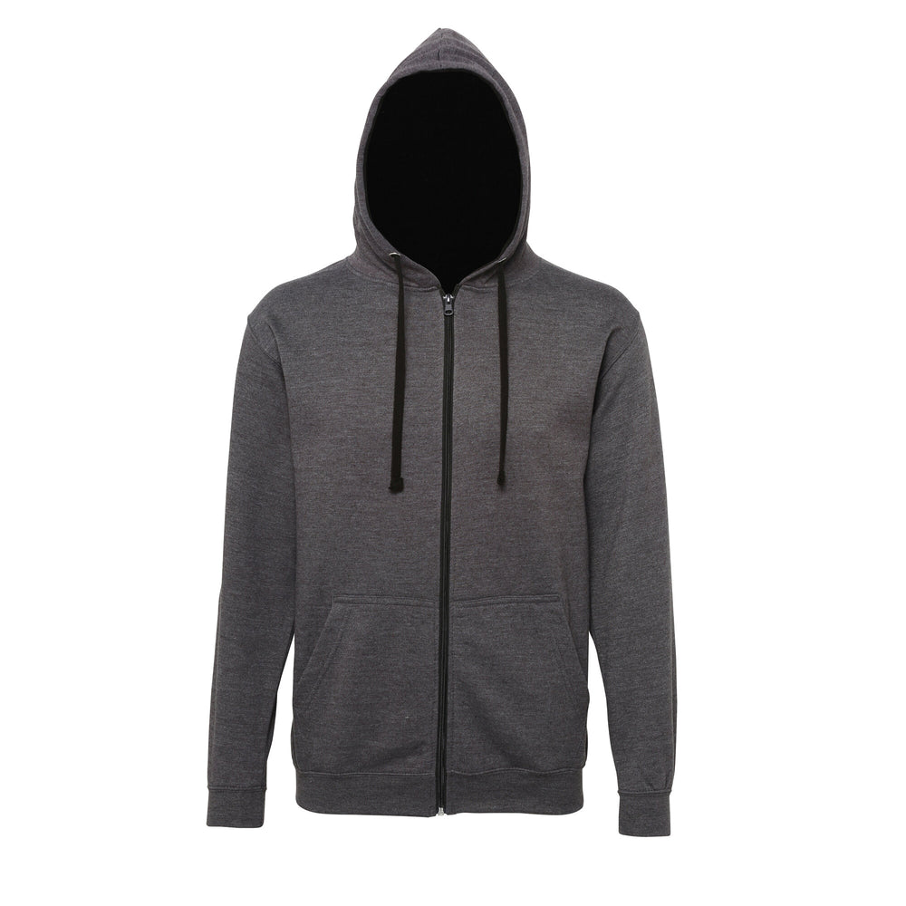 Just Hoods - Varsity Hoodie met Rits - Charcoal (Heather)/Jet Black