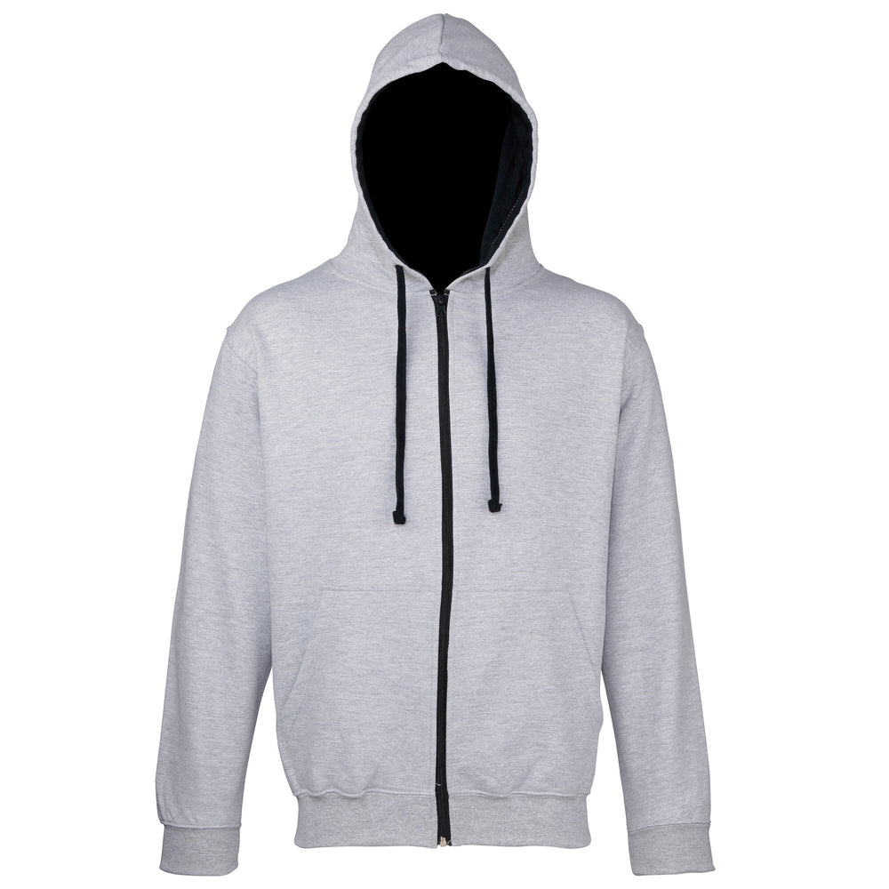Just Hoods - Varsity Hoodie met Rits - Heather Grey/French Navy