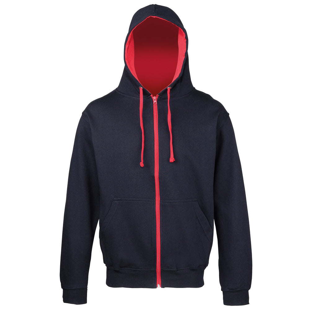 Just Hoods - Varsity Hoodie met Rits - New French Navy/Fire Red