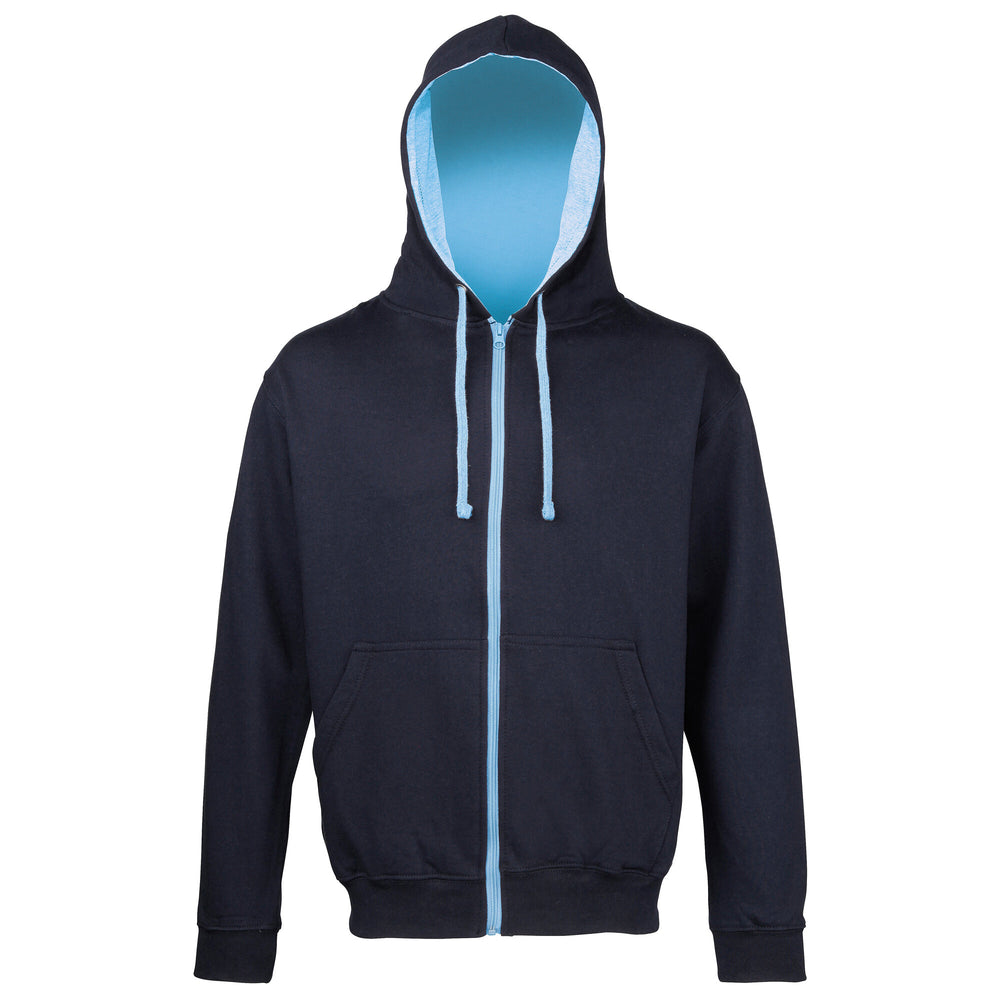 Just Hoods - Varsity Hoodie met Rits - New French Navy/Sky Blue