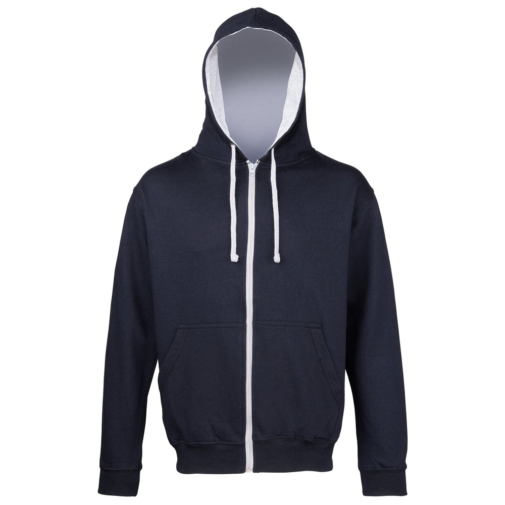 Just Hoods - Varsity Hoodie met Rits - New French Navy/Heather Grey