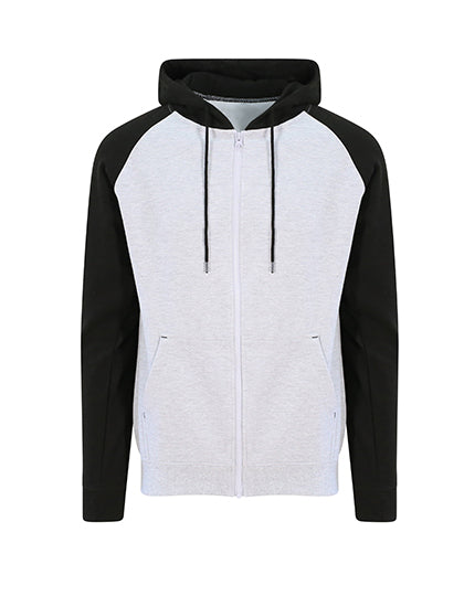 Just Hoods - Baseball Hoodie met Rits - Heather Grey/Jet Black