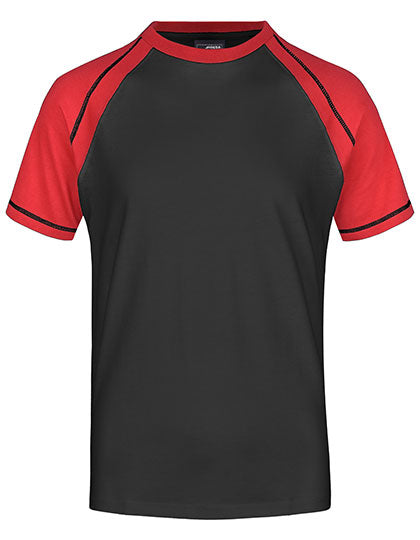 James & Nicholson - Raglan T-Shirt – Black/Red
