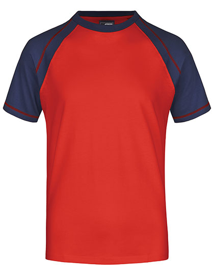 James & Nicholson - Raglan T-Shirt – Red/Navy
