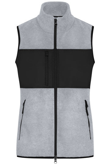 James & Nicholson - Fleece Dames Bodywarmer - Light Melange/Black